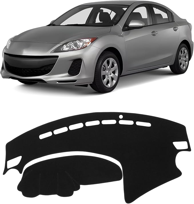 KUST Black Dash Cover for 2010 2011 2012 2013 Mazda3 Non-Slip Dashboard Cover Polyester Center Console Dash Cover Interior Accessories for Mazda3 Custom Fit Dash Mat Car Dash Protector No Glare