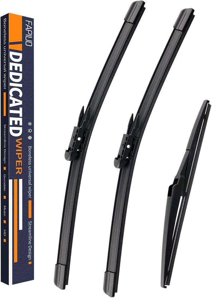 Replacement for Ford Focus 2012-2018 Silent Wipers -FAPIUO Front and Rear Windshield Wipers 28"+28"+12" Full Blade Set (3 Pack) Pinch Tab