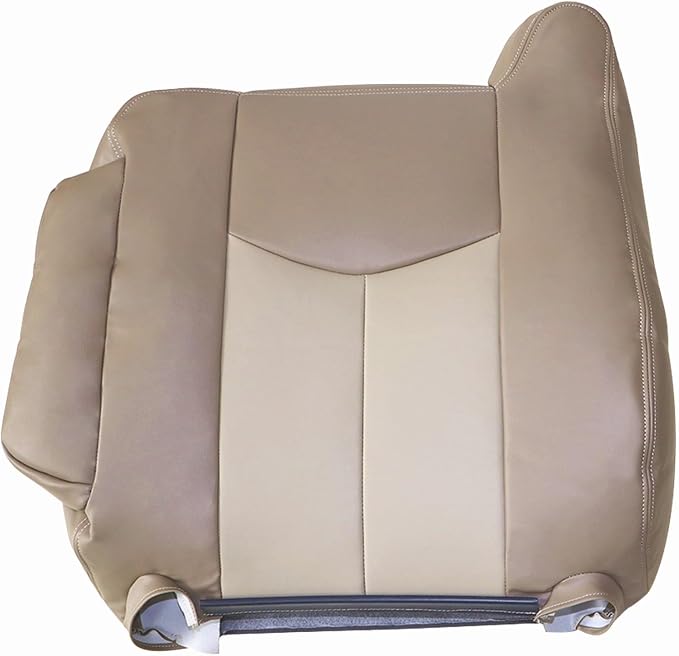 NLQR Medium Neutral Tan & Shale Tan Driver & Passenger Side Bottom & Top Lean Back & Armrest Covers Replacement Leather Seat Covers Compatible with GMC Yukon XL 1500 Sierra 1500 Denali 2003 2004 2005