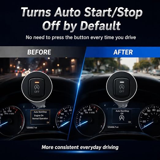 Auto Start Stop Eliminator for F'ord F150 2015-2020, OBD Plug-and-Play Module, Turns Auto Stop Start Off by Default, No Cutting or Programming