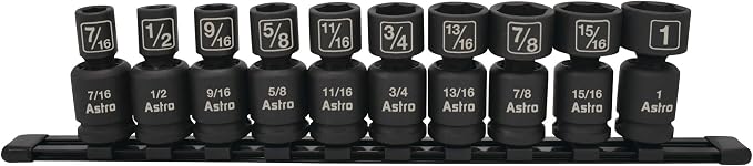Astro Pneumatic Tool 78240 10Piece 1/2" Drive Nano Pinless Universal Impact Sockets - SAE
