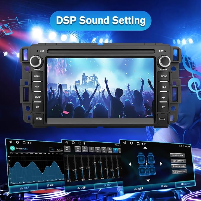 AWESAFE Android Car Stereo for Chevy Silverado GMC Sierra Yukon 2007-2013, Touch Screen Silverado 1500 Radio Replacement with GPS Navigation CarPlay Android Auto Multimedia Video Player - 2GB+64GB