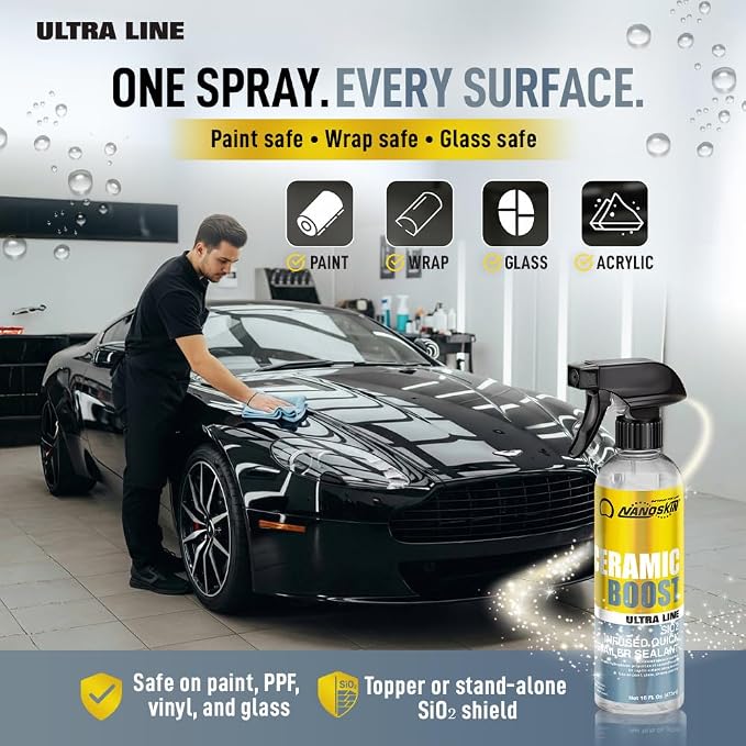 Nanoskin Ultra Line CERAMIC BOOST 5 Gallons –DIY Ceramic SiO2 Spray Sealant for Finishes and Ceramic Coatings | Proprietary (Nano SiO2) Formula | Cars, Trucks, Boats, Bikes, ATV, RV, Glass