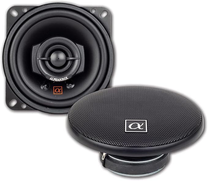 Alphasonik 1 Pair of NS42 Neuron Series 4" (240 Watts Max for The Pair) 120 Watts Max Per Speaker 2-Way Full-Range Car Audio Speaker with PEI Dome Tweeter Polypropylene Cone Grilles Included