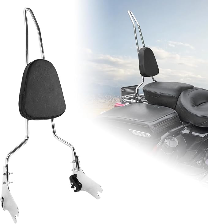 AUFER Detachable Rear Passenger Backrest Sissy Bar With Back Rest Cushion Pad Compatible With For Harley Touring Road King Street Glide Electra Glide Road Glide FLHR FLHX FLHT FLTR 1997-2008