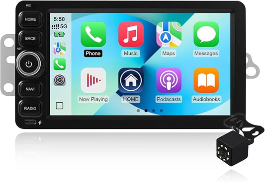 2+64G Android 14 Double Din Car Stereo for Chevrolet Silverado Impala Tahoe GMC Sierra Yukon Hummer H2 with 7 Inch IPS Touchscreen Radio Built-in Wireless Carplay/Android Auto/Bluetooth/FM/AUX/SWC
