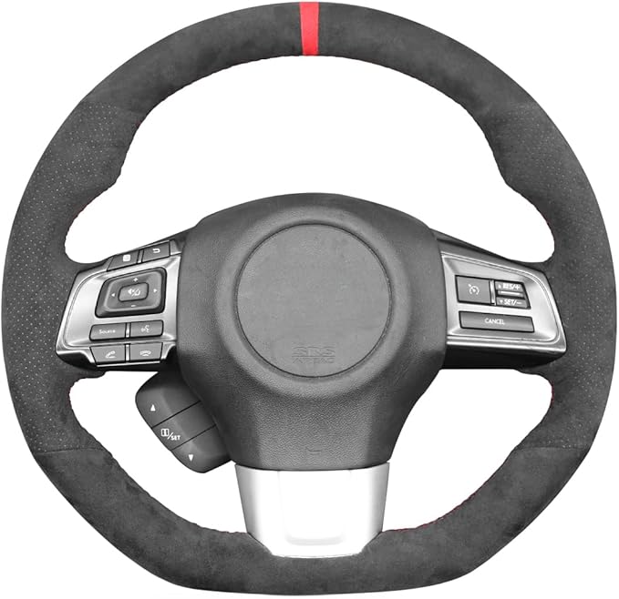 MEWANT Steering Wheel Cover for Subaru WRX 2015-2021 / WRX STI 2015-2021, Alcantara, Dark Gray