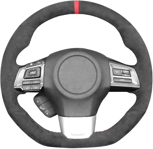 MEWANT Steering Wheel Cover for Subaru WRX 2015-2021 / WRX STI 2015-2021, Alcantara, Dark Gray
