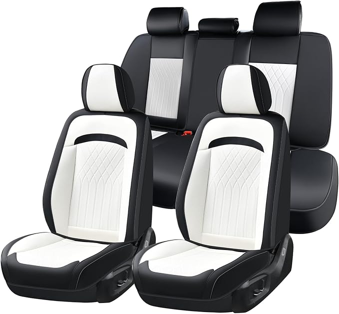 FLORICH Car Seat Covers Full Set, Leather Seat Covers for Cars, Car Seat Protector Waterproof Breathable, Universal Automotive Seat Covers, Front and Rear Car Seat Cover Fit for Most SUV Pick-up Truck