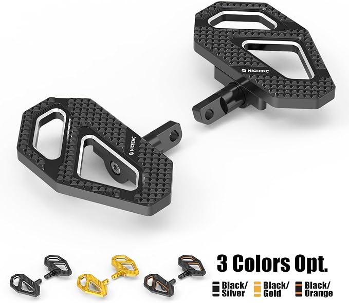 NICECNC Black Rear Enlarged Passenger Footboard Aluminum Foot Pegs Compatible with Harley Road King Special FLHRXS 2017-2024, Replacement for 50208-04, See Fitments
