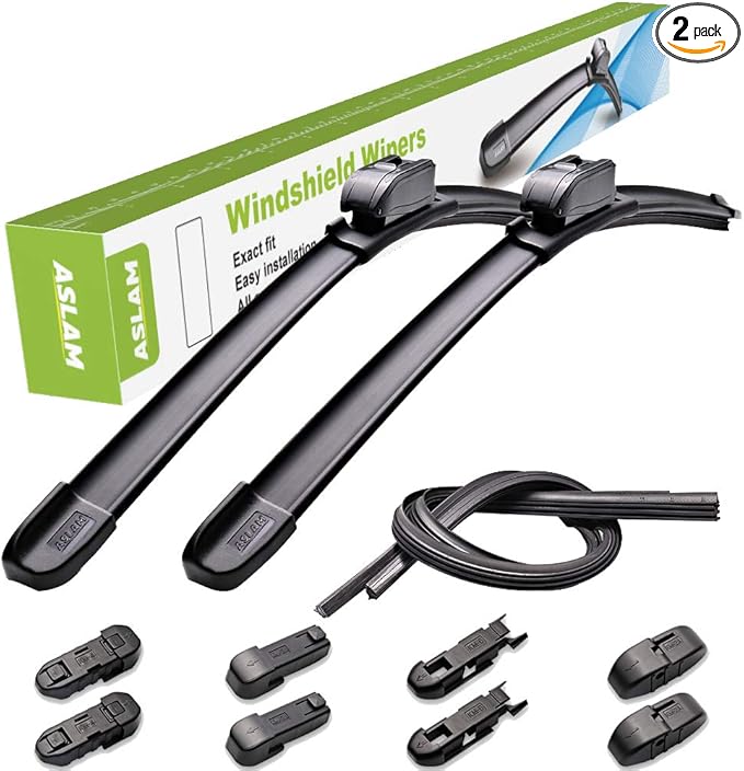 ASLAM 24" 19" Front Windshield Wiper Blades 2 Pack, Streak-Free & Quiet Durable Natural Rubber,All-Season Automotive Replacement Windshield Wiper Blades