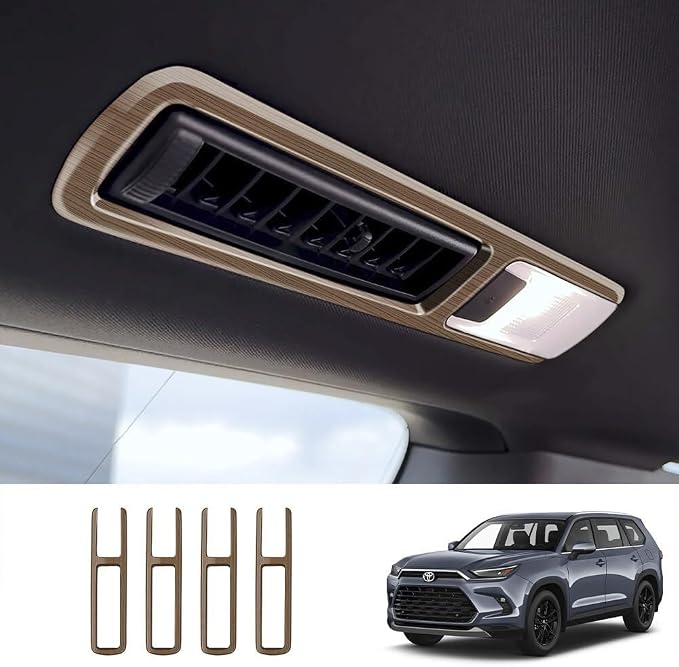 4Pcs Second and Third Row Air Outlet Frame Panel Compatible with Toyota Grand Highlander 2024 2025 2026 Fit for 2024-2026 Grand Highlander ABS Accessories(Wood Grain)