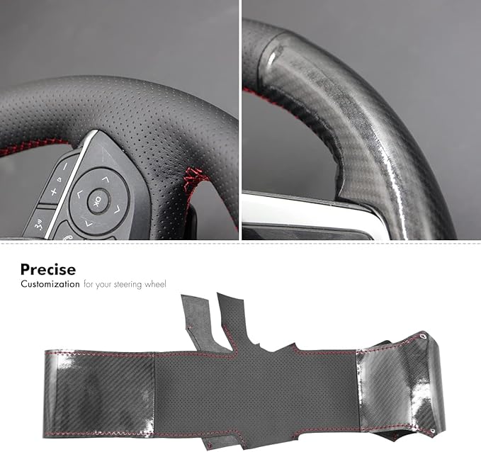 MEWANT Steering Wheel Cover for Toyota RAV4 2019-2024/Camry 2018-2024/Corolla 2020-2024/Avalon 2019-2022 Hand-Stitched Steering Wheel Wrap