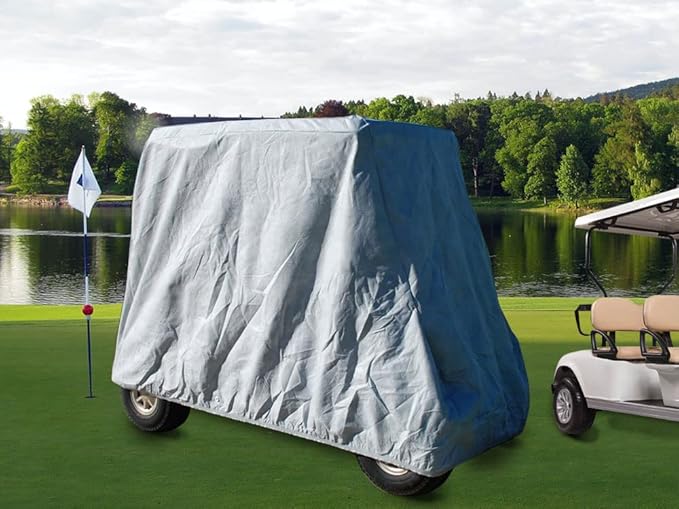 CarsCover HD Waterproof Golf Cart Cover 4 Passenger 5 Layer Storage Covers for Yamaha, Club Car, EZ Go (Fit up to 115 inch Long)