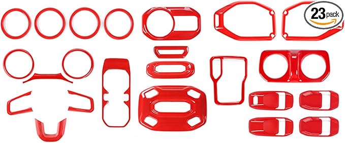 RT-TCZ for Wrangler JL Interior Trim Kit Compatible with Jeep Wrangler JL JLU Gladiator JT 2018-2023 Red Interior Accessories 23pcs