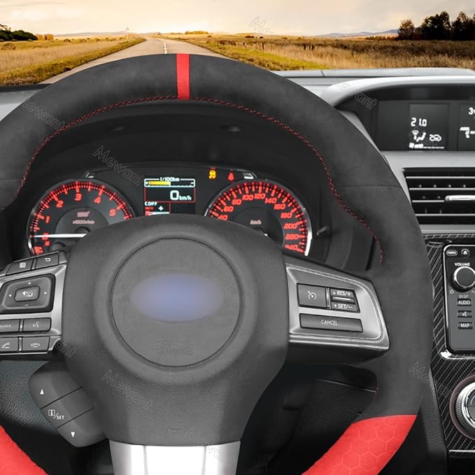 MEWANT Hand Stitched Car Steering Wheel Protector Wrap Cover for Subaru WRX 2015-2021 / WRX STI 2015-2021 Steering Wheel Cover Accessories