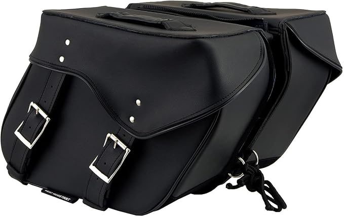 Milwaukee Leather SH55201ZB Black Large PVC Zip-Off Throwover Motorcycle Saddlebags - One Size
