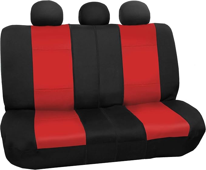 FH Group Neoprene Car Seat Covers Rear Set - Universal Fit, Washable Split Bench Seat Cover for SUV & Sedan - Red
