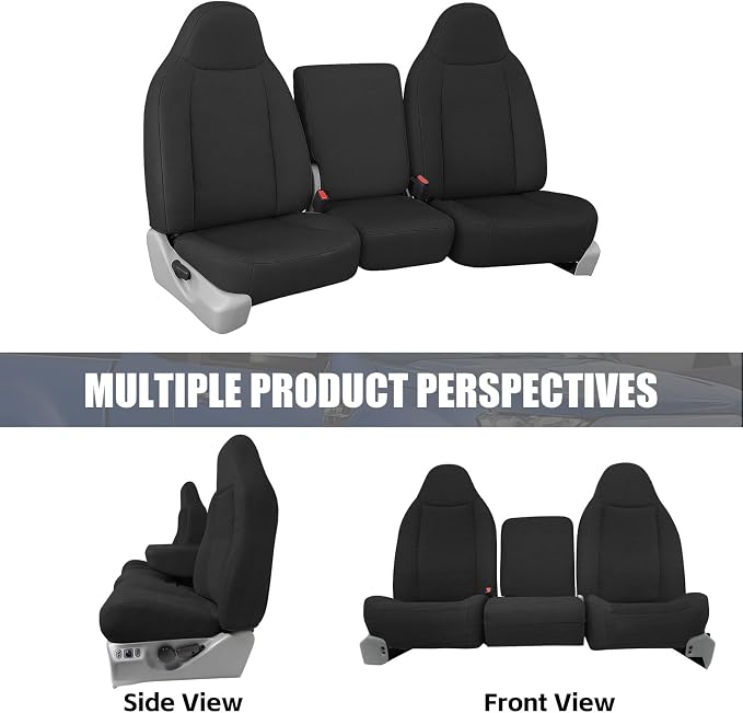 SAPUBK Custom-Fit Seat Covers Replace for 1999-2007 Ford F250- F550 40/20/40 Split Without Shoulder on Backrest Seat, Premium Neoprene Composite Soft Foam Lining Airmesh Breathable Seat Cover