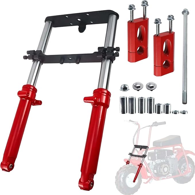 Mini Bike Front Fork Suspension & 7/8" Handlebar Riser Kit fit for Coleman CT100U for Monster Mega Moto MMB80 MMB105 80cc 105cc Motovox MBX10 MBX11 for Baja DB30 GMB100 TrailMaster Storm 200(Red)