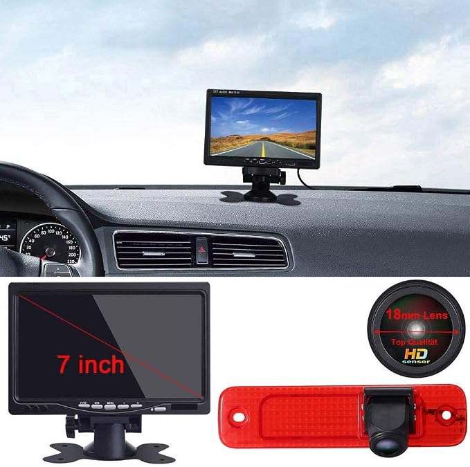 Third Roof Brake Lamp Car Backup Camera Replacement for Ford Transit Transporter Van 3 BJ 04.2006-01.2009 Ford Transit MK7 Tourneo Furgon MK4 Van 3. 2006-2014 Waterproof Parking Camera+7" Monitor