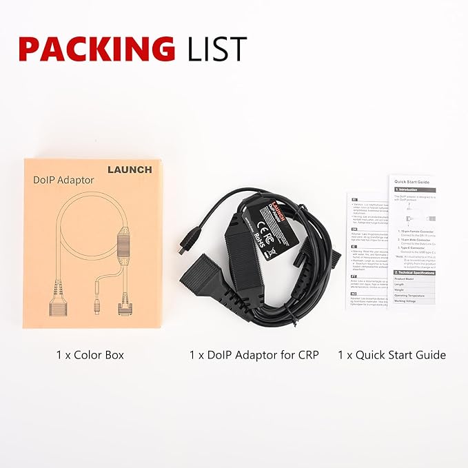 LAUNCH CRP DoIP Connector Adapter Cable with USB-C and 16-Pin Male to DB-15 Female Connector for Creader Professional CRP Series Diagnostic Scanner