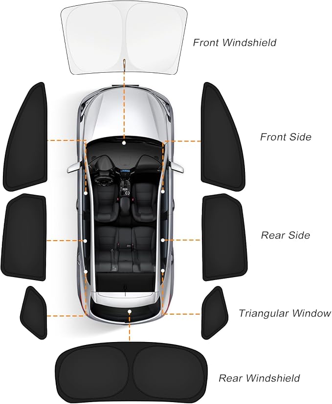 KUST Car Window Shades for Subaru Crosstrek 2024-2025 2026 Windshield Sun Shade Side Window Cover UV Block Privacy Protection Crosstrek Accessories for Camping Blackout Rear Back Full Set 8PCS