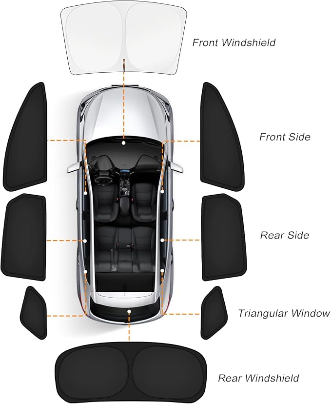 KUST Car Window Shades for Chevy Equinox 2018-2024 Windshield Sun Shade Side Window Cover UV Block Privacy Protection Equinox Accessories for Camping Blackout Rear Back Full Set 8PCS