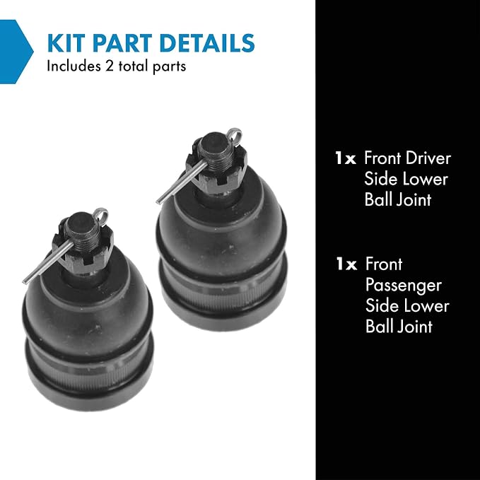 TRQ Front Lower Ball Joint Set Driver & Passenger Side Compatible with 1973-1996 Buick 1976-1993 Cadillac 1970-2005 Chevrolet 1973-2003 GMC 1996-2000 Isuzu 1973-1992 Oldsmobile 1970-2002 Pontiac