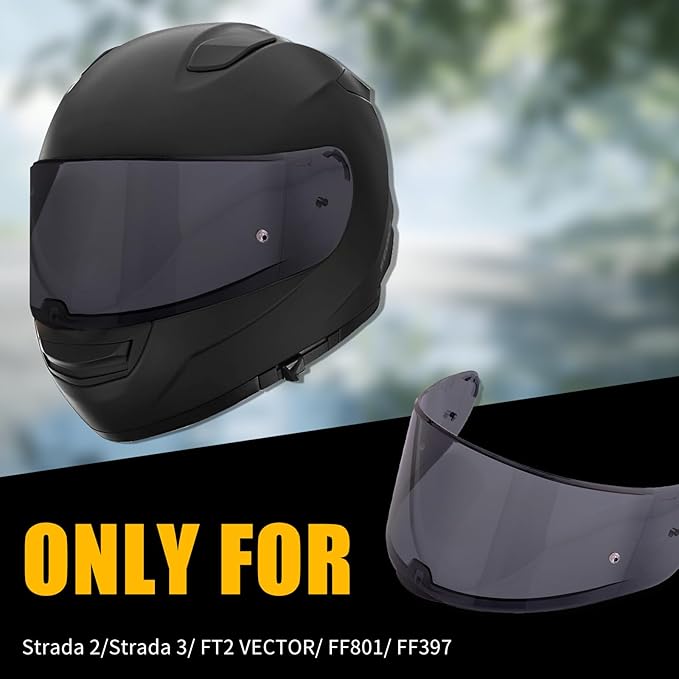 Helmet Visor Shield for SEDICI Strada II and Strada 3 /FF397/FF801 Motorcycle Helmets Visor (Black)
