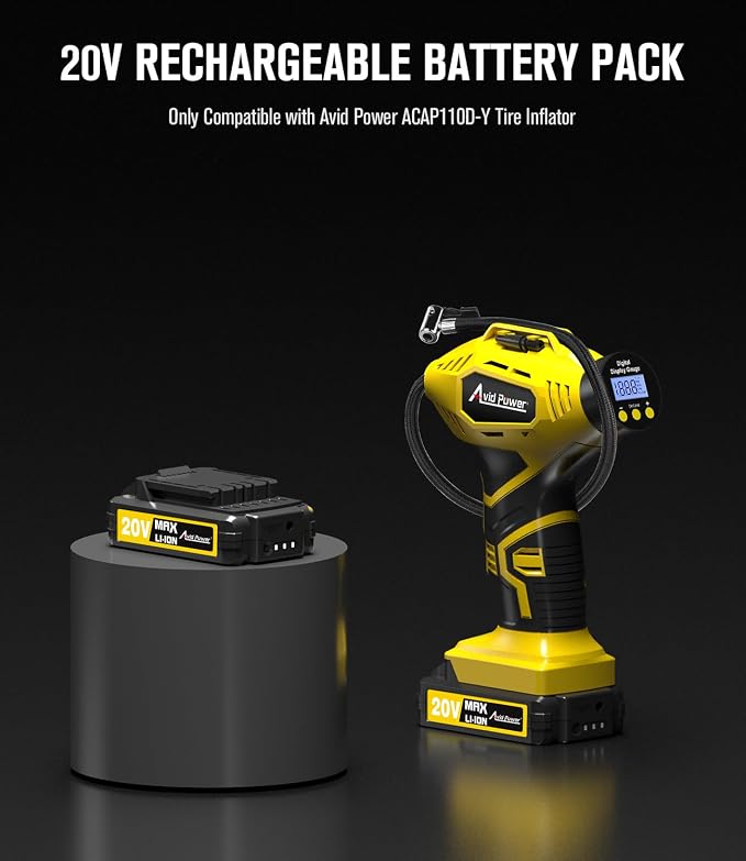 AVID POWER 20V Tire Inflator Bundle with 20V 1.5Ah Battery