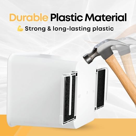 White Car Trash Can with Stability Wings | Magic Strip & Clip for Fabric & Rubber Mats – Includes 1 Box of Trash Bags Inside + 6 Extra Boxes (Total of 7 Boxes, 140 Bags) – Compact Garbage B
