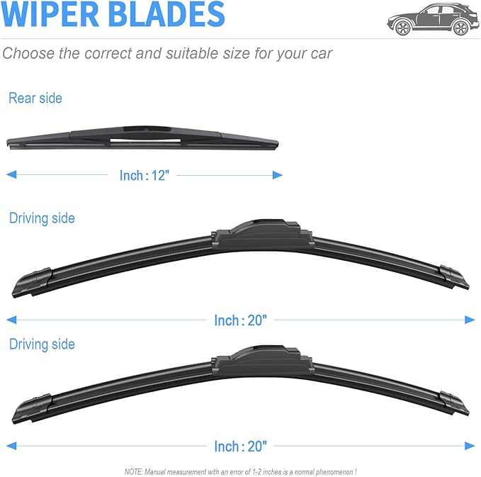 Gavimnal® 20"+20"+12" Silicone Wiper Blades Replacement For Honda Element 2003-2011,All-Season Front Rear Windshield Wiper Blades(Set of 3)