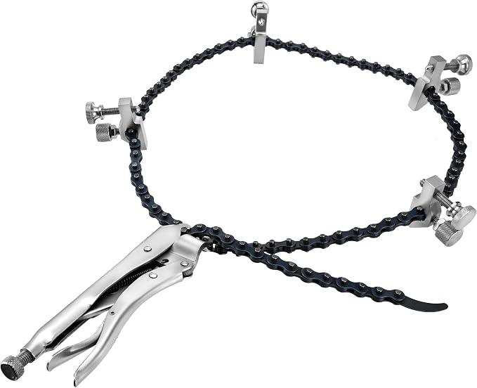 Pipe Alignment Chain Clamp, Welding Clamp 14" Max Diameter | 4 Stainless Steel Screws and Quick Release Nickel-Plated Handle for Pipe Fitting & Welding