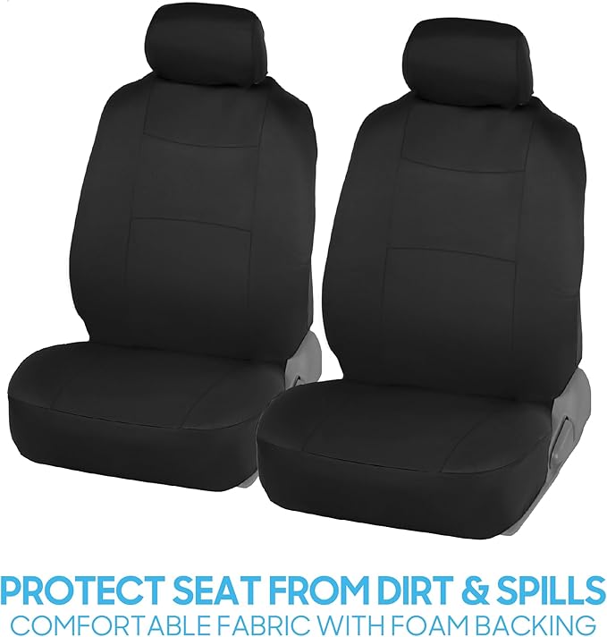 BDK PolyPro Car Seat Covers Full Set in Solid Black, Front and Rear Split Bench Seat Covers for Cars, Easy to Install Car Seats Cover Set and Accessories for Auto Trucks Van SUV - Solid Black