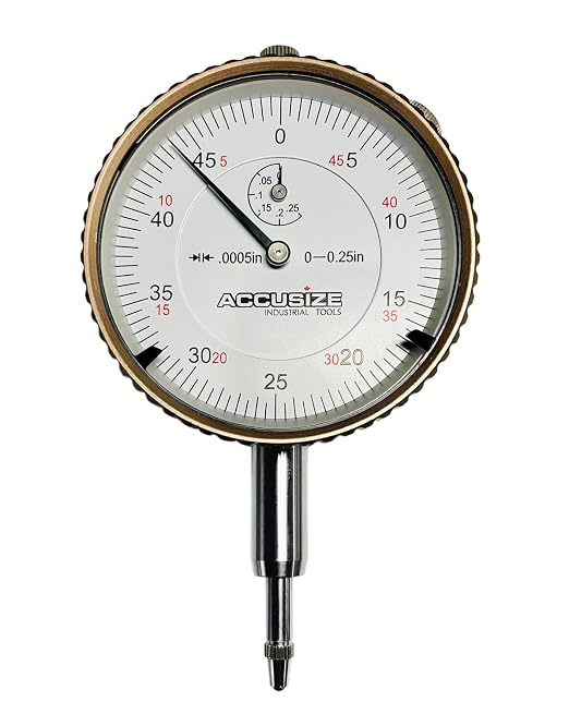 Accusize 0-1/4" Dial Indicator, Resolution: 0.0005", P900-S098 | 0-1/4" x 0.0005", AGD2 Style, Lug Back