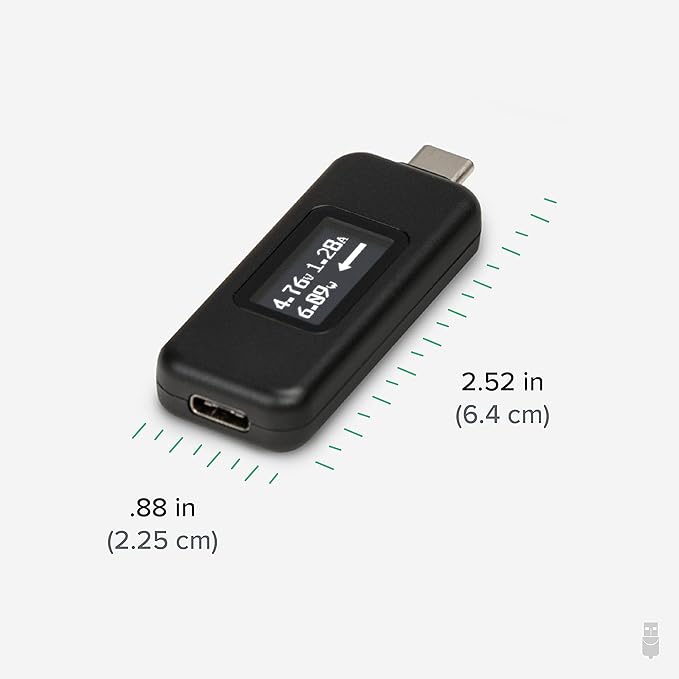 Plugable USB C Power Meter Tester for Monitoring USB-C Connections up to 240W - Digital Multimeter Tester for USB Type C Cables, Laptops, Phones, Chargers - Driverless