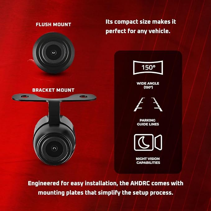 DS18 AHDRC Universal Camera for Front/Rear Position Selectable, Night Vision, High Resolution/Low Illumination, Full Color, Parking Guide, Water Proof IP68, Adjustable AHD/CVBS