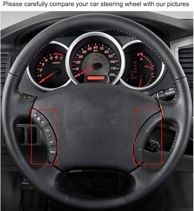 Loncky Leather Steering Wheel Cover for Toyota 4Runner 2003-2009 / Tacoma 2005-2011 /Tundra 2003-2006 /Sienna 2004-2010/Highlander 2004-2007 /Sequoia 2003-2007 /Camry 2005 2006 /Land Cruiser 2003-2007