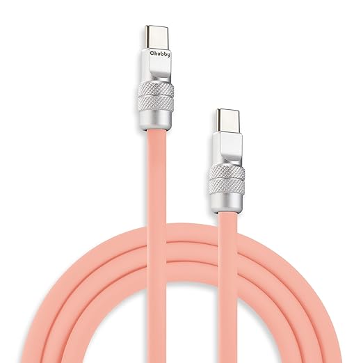 chubbycable Chubby 2.0 USB C 240W Fast Charging Cable Silicone Soft Durable USB C Cable Extra Thick Charger Cord Compatible with iPhone 17-15 Series iPad, Pink, Type-C to Type-C, 9.8FT