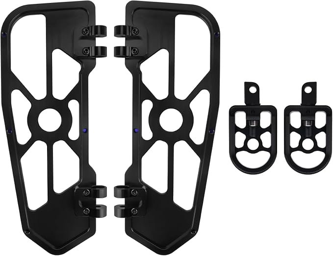 Motorcycle Floorboards Set Driver Front Footboards and Rear Passenger Foot Pegs Kit Offroad MX Style Fit for Harley Touring Road King Road Glide Electra Glide Street Glide (Blue Edge)