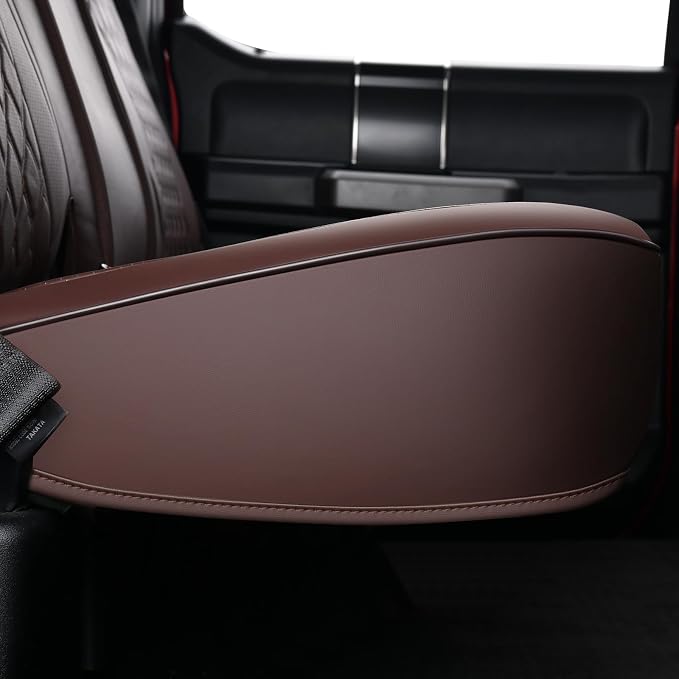 Huidasource Fit for Coffee Chevy Silverado/GMC Sierra Rear Seat Covers, Thickened Split Nappa Leather Truck Back Seat Cover 2007-2013&2019-2025 1500, 2020-2025 2500HD 3500HD Crew Cab WT LS LT
