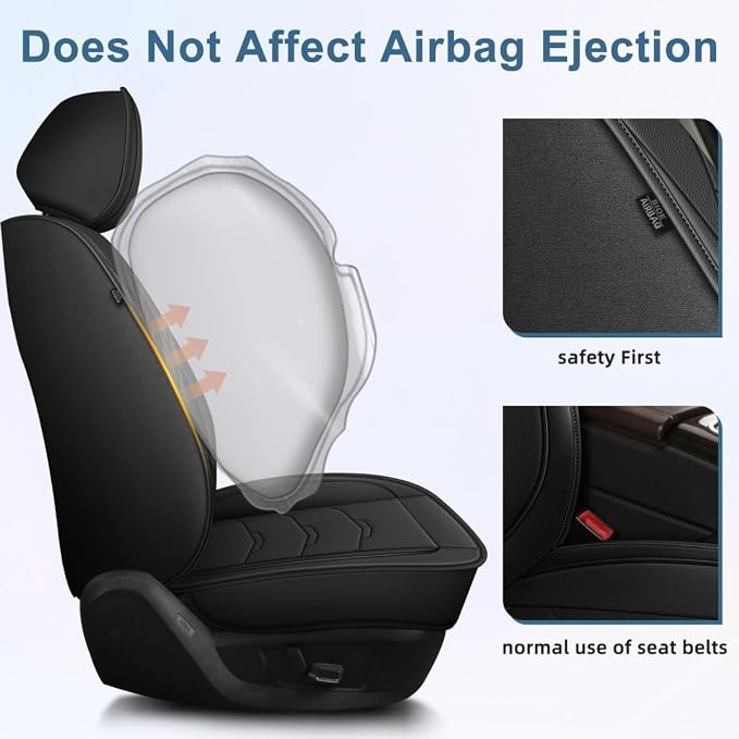 Car Seat Covers Fit for GMC Acadia 2017-2024 2025 2026 Full Set Luxury Leather Seat Cushion Waterproof Automotive Seat Protectors(5 Seat, Black)