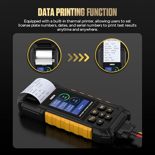 AUTOOL Car Battery Tester 12V 24V Automotive Battery Load Tester 30-2000 CCA, Battery Tester with Printer, Support Lithium Battery, Cranking & Charging & Leakage Test, Data Review Protection