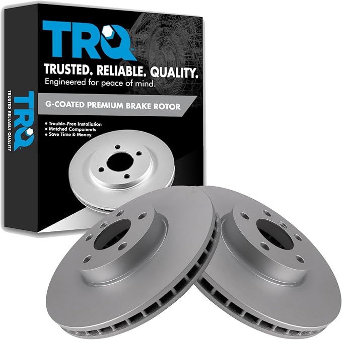 TRQ Front Brake Rotor Set G Coated Vented Compatible with 2007-2018 BMW X5 2011-2019 X6