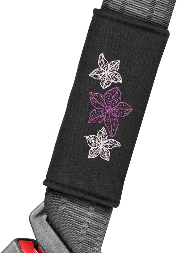 BDK Multicolor Hawaiian Flower Print Car Seat Covers, Full Set with Steering Wheel Cover and Seat Belt Pads, Front and Rear Universal Fit for Car Truck SUV Van, Cute Auto Interior Accessory for Women