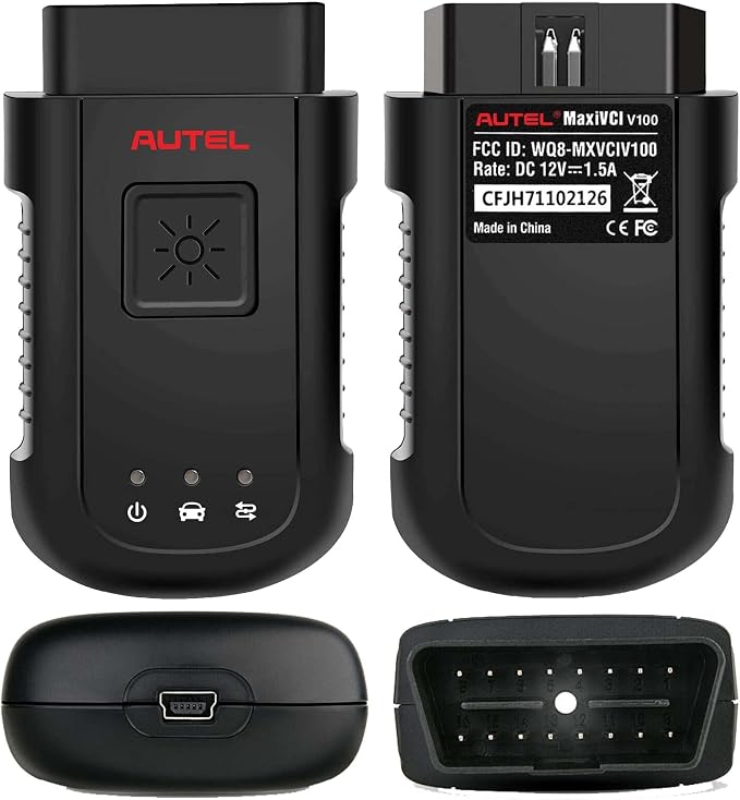 Autel MaxiVCI V100 Bluetooth Vehicle Communication Interface OBD Scanner Comprehensive Diagnostics Work with MS906BT, MK906BT, MS906TS, MK908, MS908, MS908S Pro, MS908 Pro, MK908P, MaxiSYS Elite