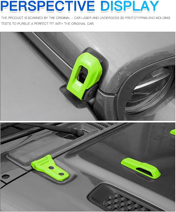 Barong for Jeep Wrangler JL JLU 2018-2025 Accessories Exterior Decoration Door Hinge Handle Engine Hood Hinge Hood Latch Wheel Eyebrow Side Air Outlet Rear Window Hinge Cover 26PCS Full Set(Green)