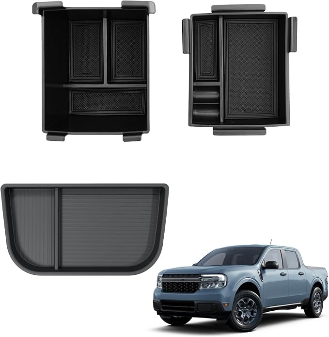 Center Console Organizer Bundle with 2025 2026 Maverick Dashboard Storage Organizer Silicone Dash Insert Divider Storage Tray Behind Screen Dashboard Layer Storage Box for Maverick Accessories