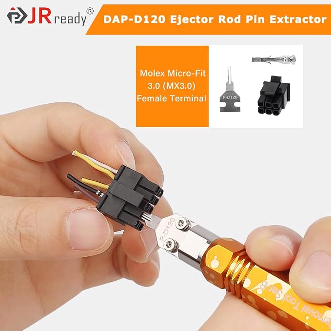 JRready ST5280 2PCS P-D120 Replacement Tips for DAP-D120 Ejector Rod Pin Extractor-Terminal Release Tool Accessories Suit for Molex Micro-Fit 3.0 (MX3.0) Female Terminal